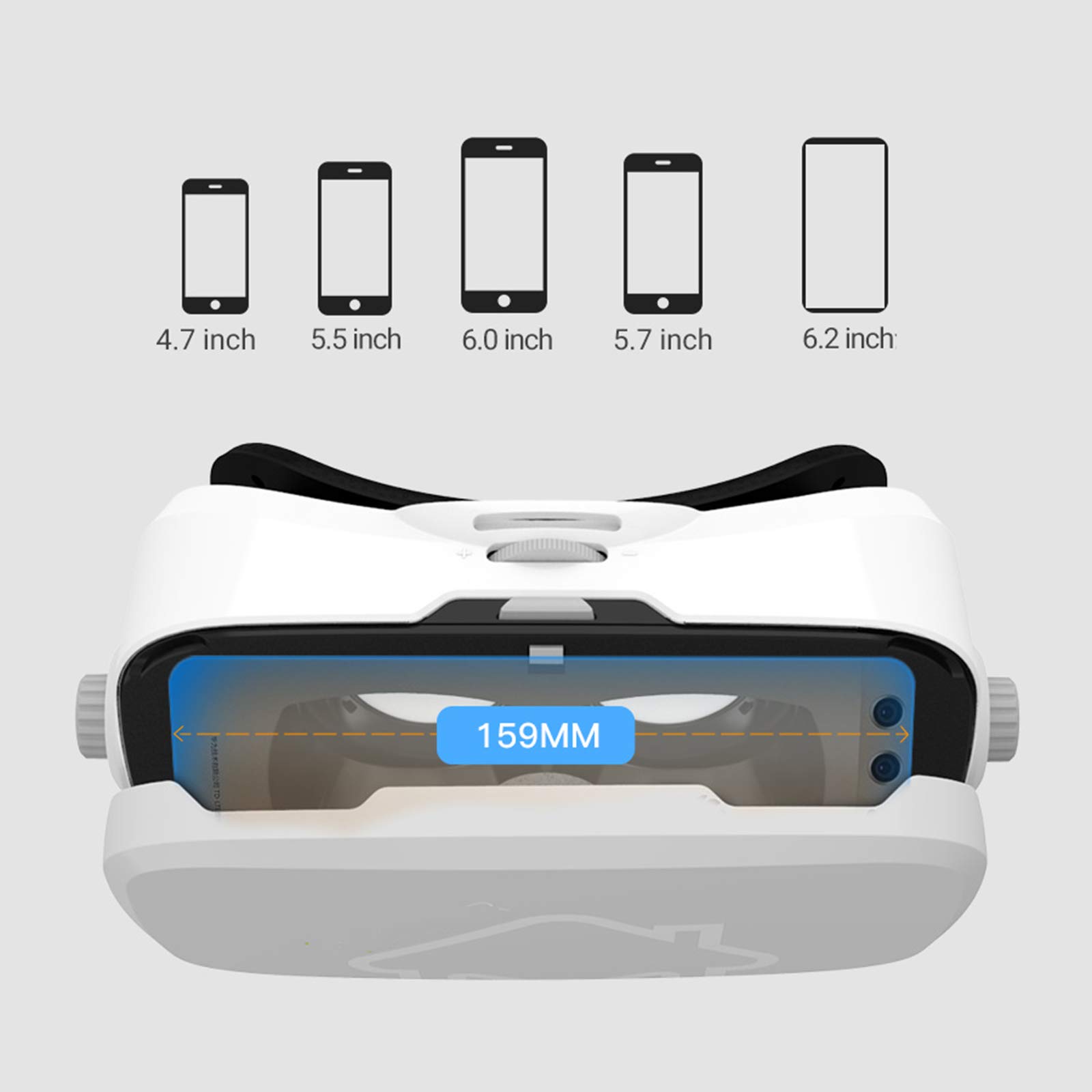 Occhiali Virtuali 120°FOV Realtà Virtuale Visore per Film e Giochi 3D, Virtual Reality Occhiali Compatibile con iPhone/Android