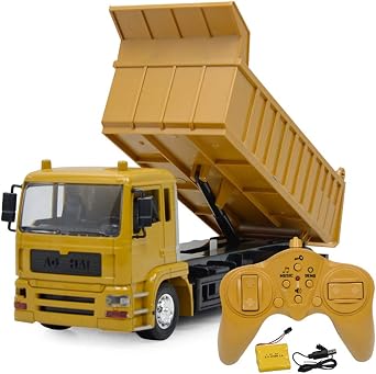 RC Car RC Dump Truck 2.4GHz Wireless 8CH Engineering Car Alloy Enhanced Version RC Dump Car Light RC Construction Vehicles Sandbox Construction Vehicle Model Toy Gift Yellow