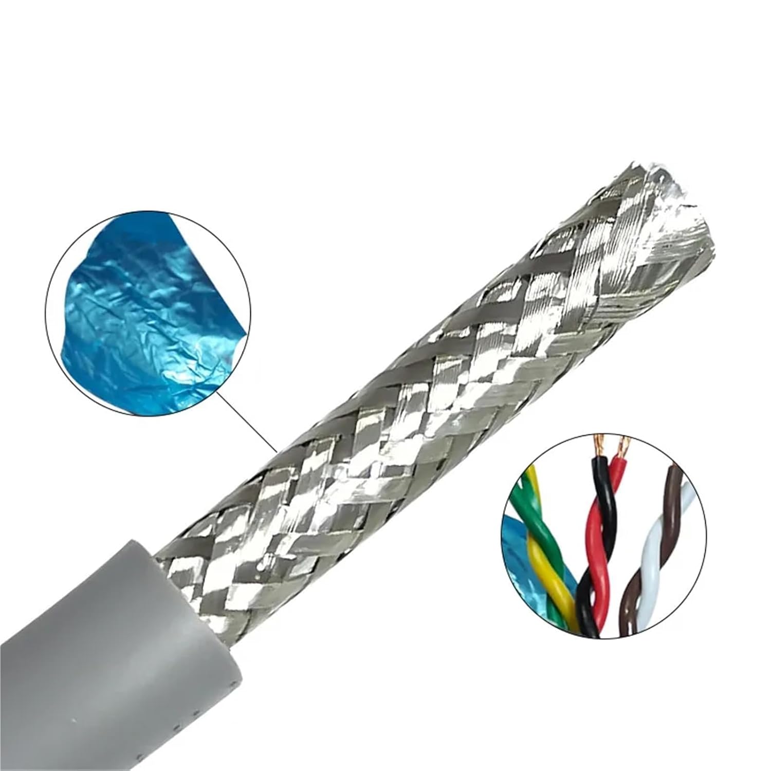 TRVVPS Twisted Pair Shielded Drag Cable 24/22/20/18AWG 2/4/6/8/10/12/14/16Cores Heat-Resistant Insulated Gray PVC Cable(14Cores 1Meter,20 AWG 0.5mm2)