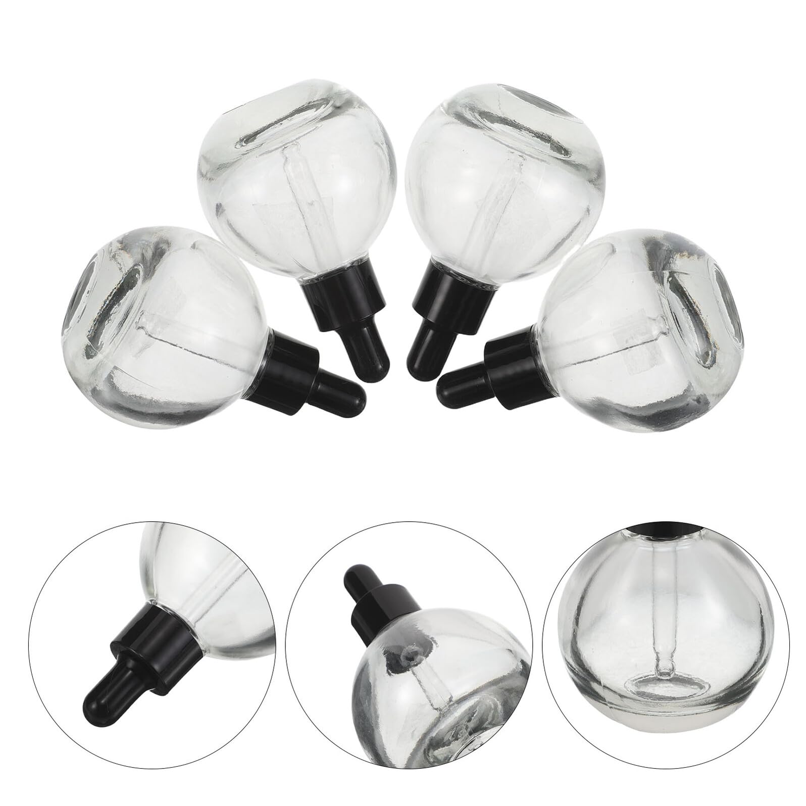 VILLCASE 12 Stück Kleine Kugel Glasfläschchen mit Pipette 30 ml Transparente Tropfflaschen Auslaufsicher Ätherische Öle Reise Probenbehälter für Kosmetik und Körperpflege