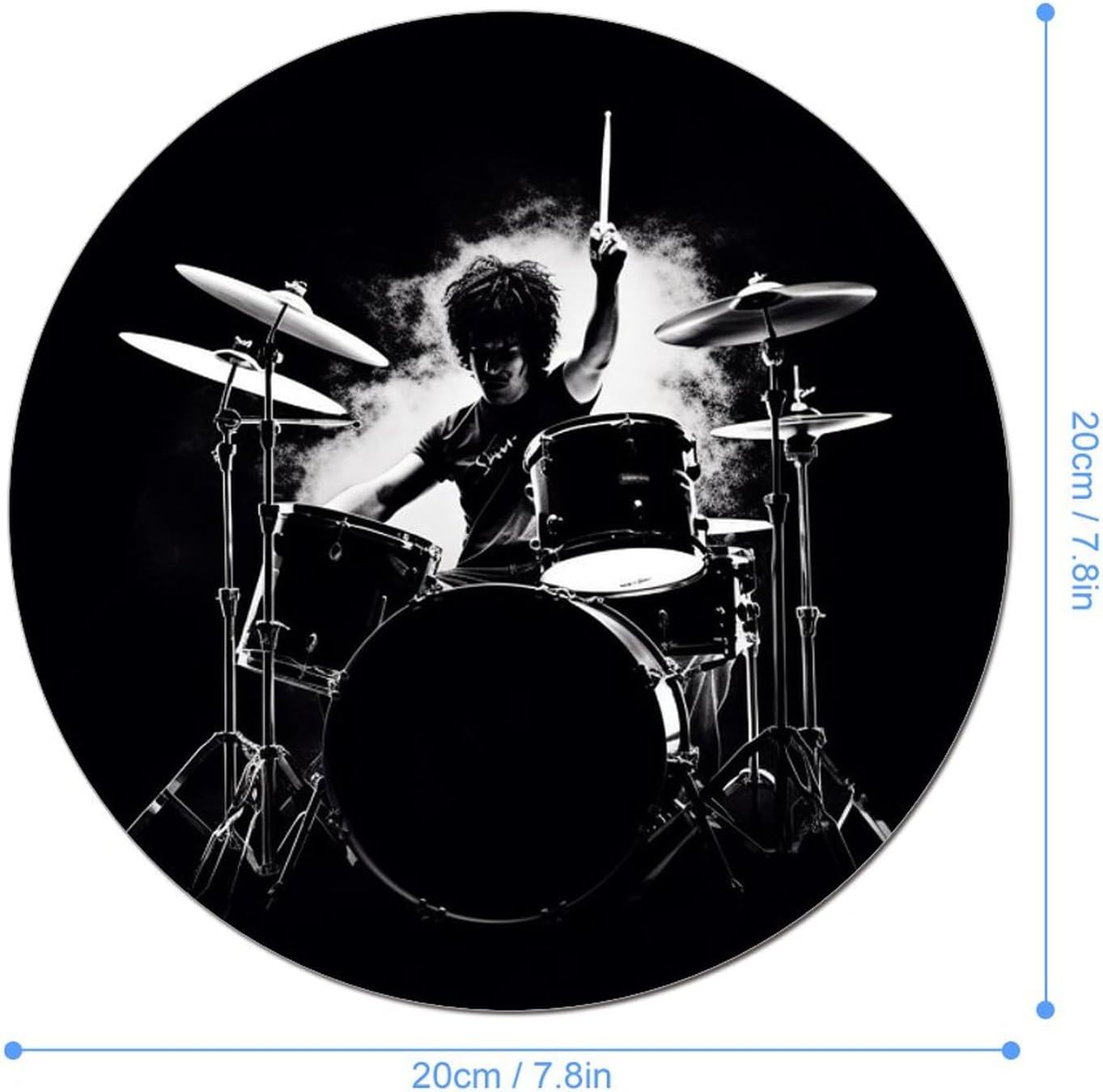 Drummer Mouse Pad with Non-Slip Rubber Base Personalized Round Mouse Mat Nice and Cute Gaming Mousepad for Computers Home Office Desk Decor Accessories image 2