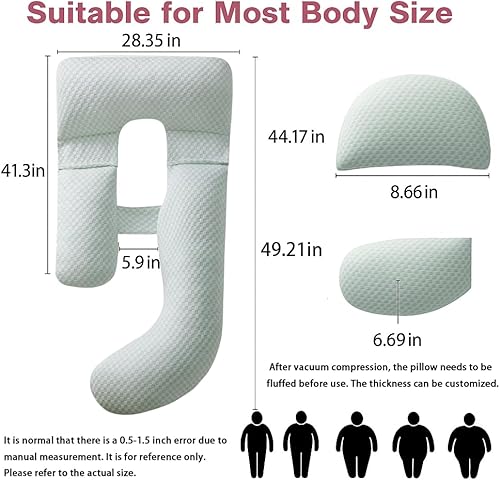 Miniatura 7 de Pregnancy Pillow for Sleeping, Full Body Maternity Pillow with Removable Cover, Detachable U-Shape Pregnancy Body Pillow Support for Head, Back,