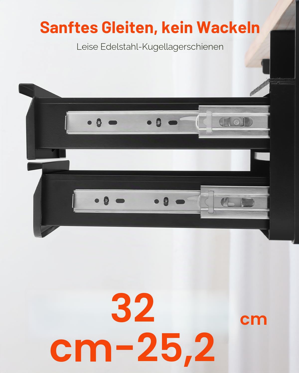 VEVOR Untertisch Schublade 365x335x250 mm, Unterbau Schreibtisch, versteckter 2-lagiger Aufbewahrungs-Organizer, abschließbare Bleistiftschublade für die Untermontage für Sitz-Steh-Arbeitsplätze