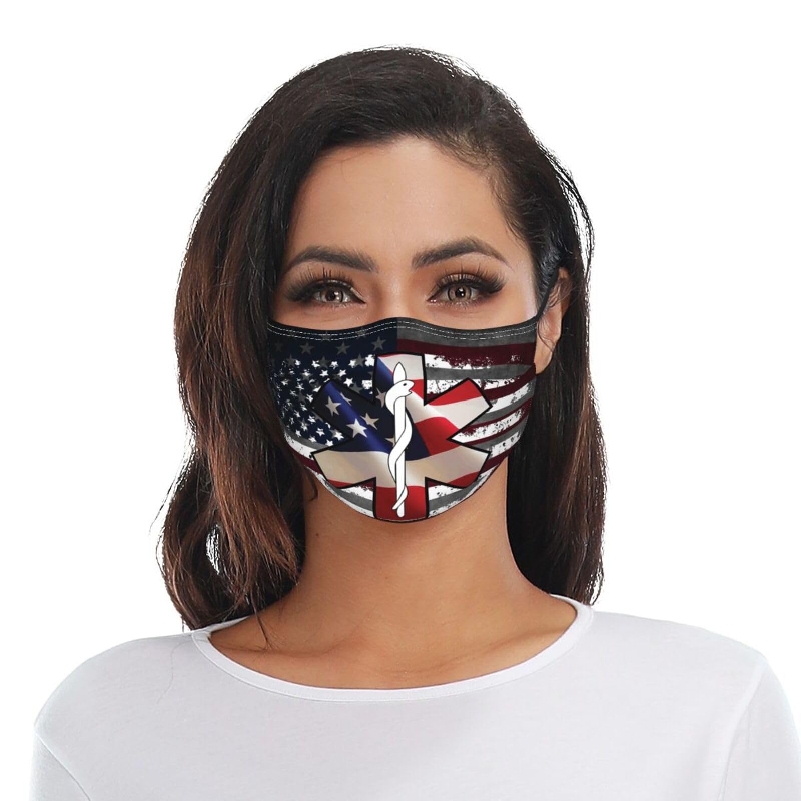 American Flag EMS Star of Life EMT Adult Dust Mask Adjustable Dust Face with 2 Filter16