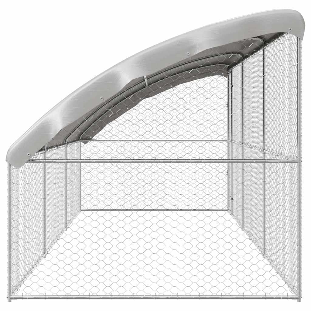 Set di 3 gabbie per cani, colore argento, 600 x 200 x 200 cm, in | Robusto recinto per animali per giardino e terrazza, con tetto in polietilene e sistema di chiusura sicuro per una facile