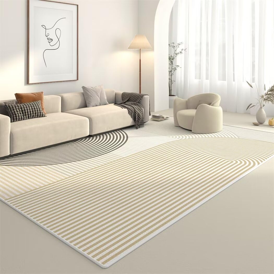 Tapis long couloir et salon à rayures résistant facile à nettoyer