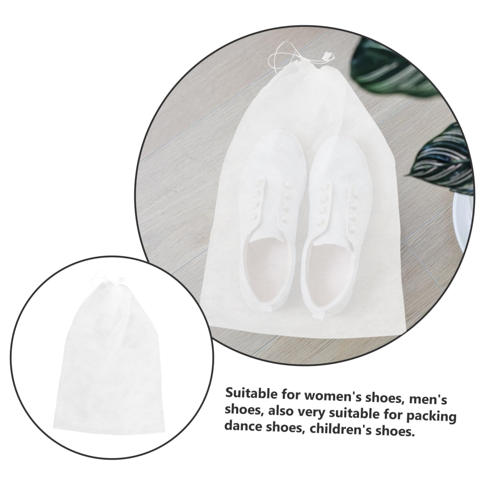 Sacchetto per Scarpe da Viaggio 32x48 Cm Non Tessuto 50 Pezzi | Bianco, Chiusura Coulisse, per Casa e Viaggio, Adatti a Scarpe e Scarpe da Danza
