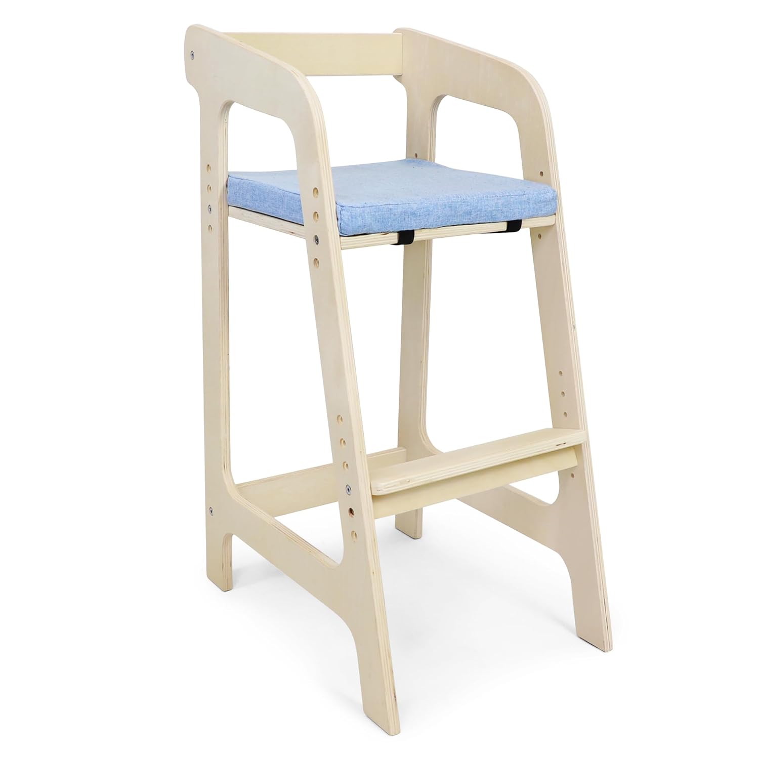 Adjustable Wooden High Chair for Toddlers Counter Height