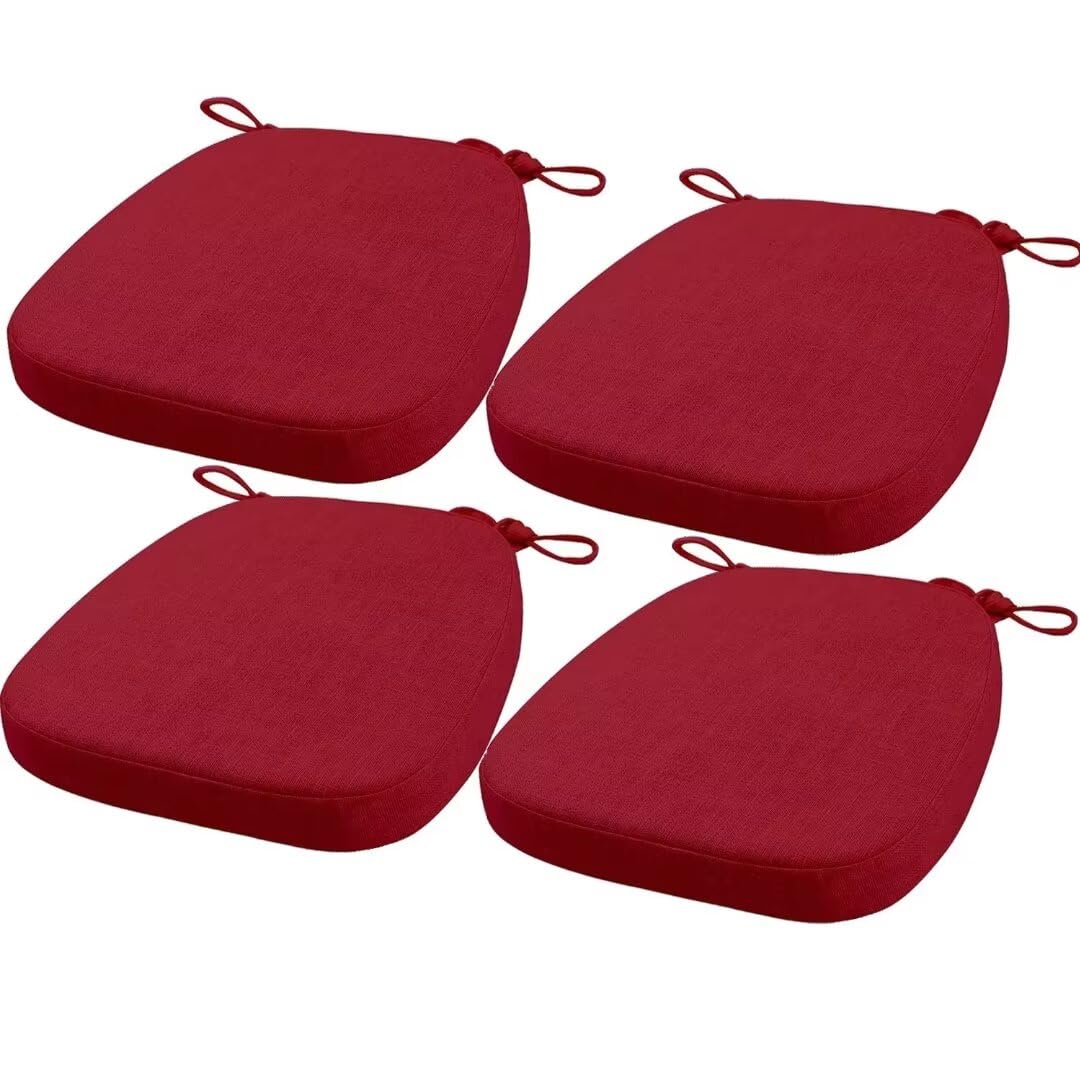 Cuscino per sedia con cinghie rimovibili, lavabile, doppio antiscivolo, alta elasticità(40X38X33CM(3CM),bordeaux,4 pezzi)