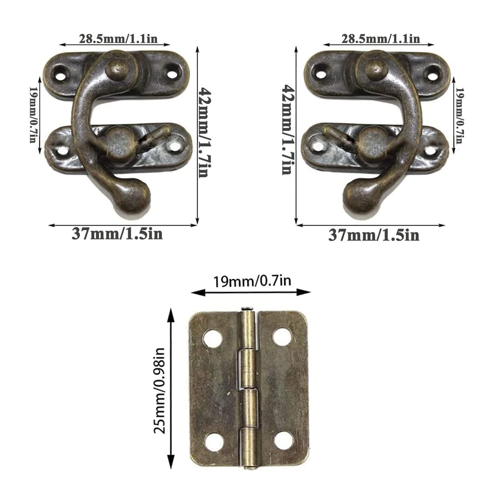 20 Pezzi Ganci Di Chiusura Vintage In Bronzo - Per Scatole, Armadi E Portagioie - Foto 6