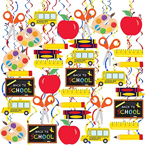 KatchOn, Hanging Swirls for Back To School Decorations - Pack of 46 | Back To School Party Decorations | Back To School Hanging Decorations | First Day of School Decorations | Classroom Ceiling Decor