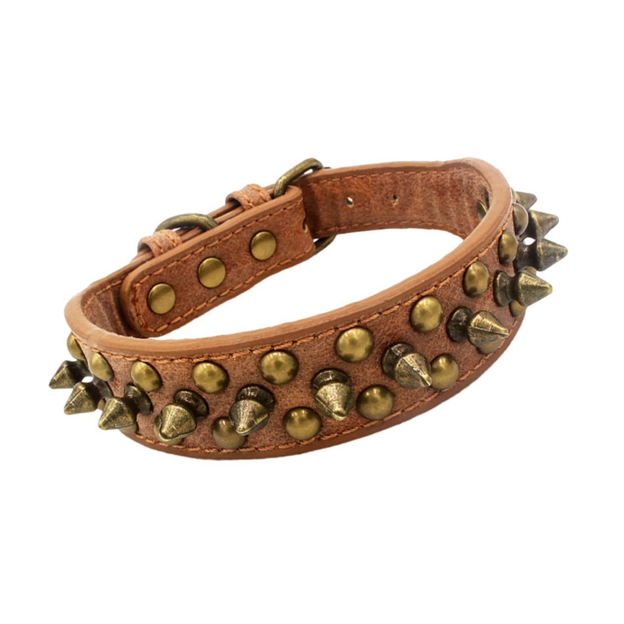 SUPVOX 3piezas Collar De Perro De Rivetes y Tachuelas Diseño Estiloso para Mascotas Color Marrón para Paseos y Actividades Al Aire