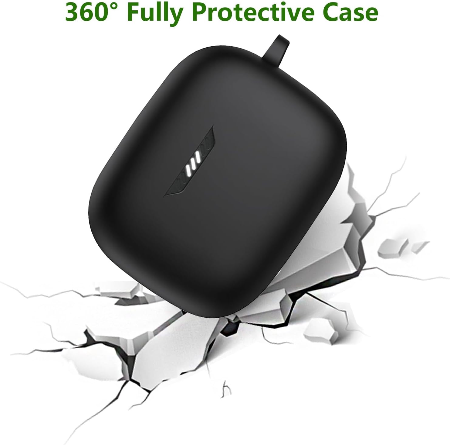 Case Cover Compatible with JBL Tune Buds Earbuds, Soft Silicone Case with Cleaner Kit Shockproof Protective Cover with Carabiner Accessories Keychain (Black)