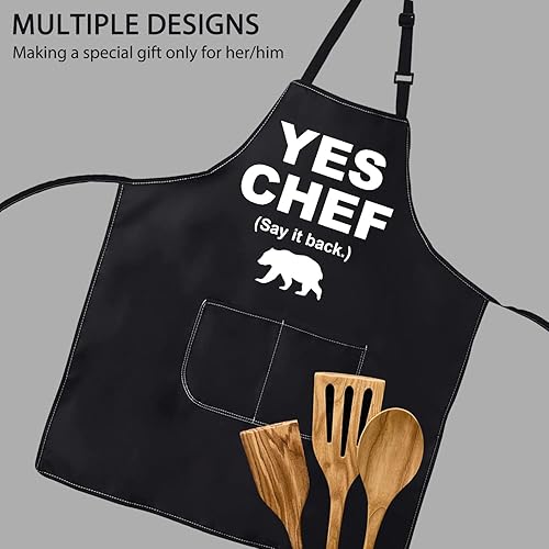 Miniatura 3 de POFULL Yes - Delantal de chef inspirado en programas de televisión, regalo de restaurante, regalo para chef cocinero foodie