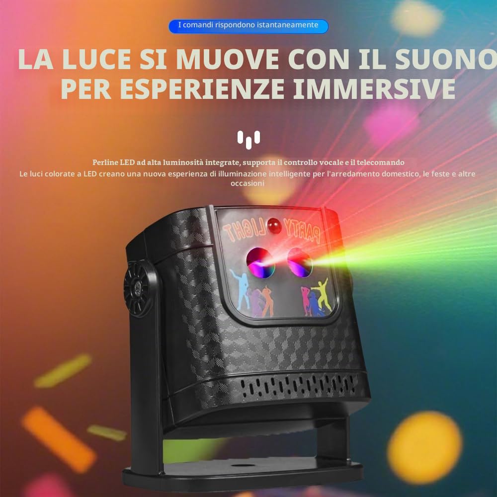 Mini Luce da Festa DJ, Luce da Disco con Telecomando, Attivazione Sonora per Festa di Compleanno, Festival, Casa