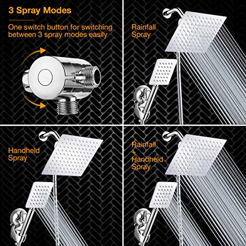 Baban Rainfall Handheld Shower Head Combo, Stainless Steel