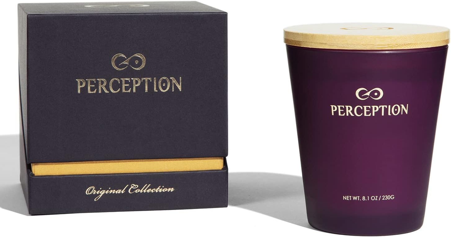 PERCEPTION AROMAS Luxury Scented Candle | Lavender Vanilla | Hand Poured Soy Wax Candle with Gift Box | Elegant Fragrances | 50 Hour Burn Time (8.1 oz)