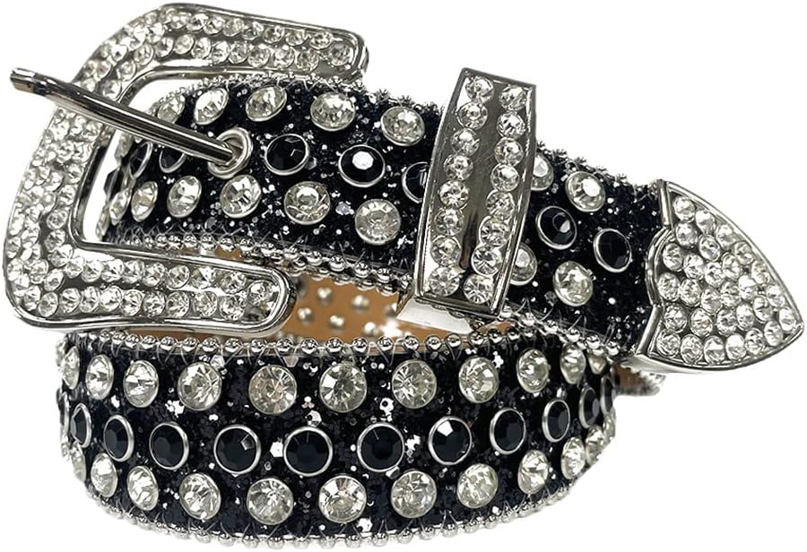 Western Cowgirl Cowboy Rhinestone Belt Luxury Designer Ladies Genuine PU Leather Belts Silver Buckle Belt