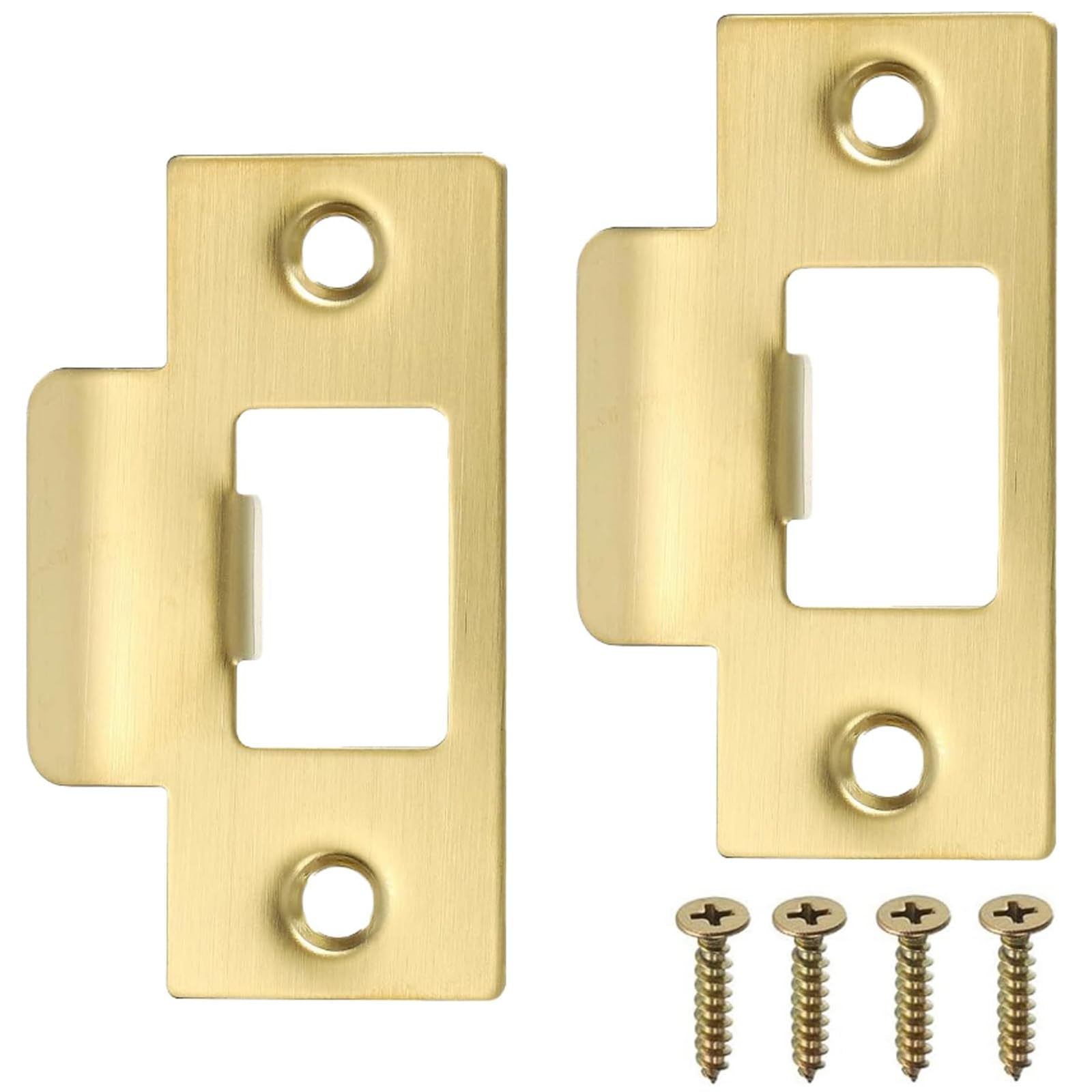 Gold Door Strike Plate,2Sets Latch Plates & Matching Screws, Internal Door Security, for Door Frame Door Jamb