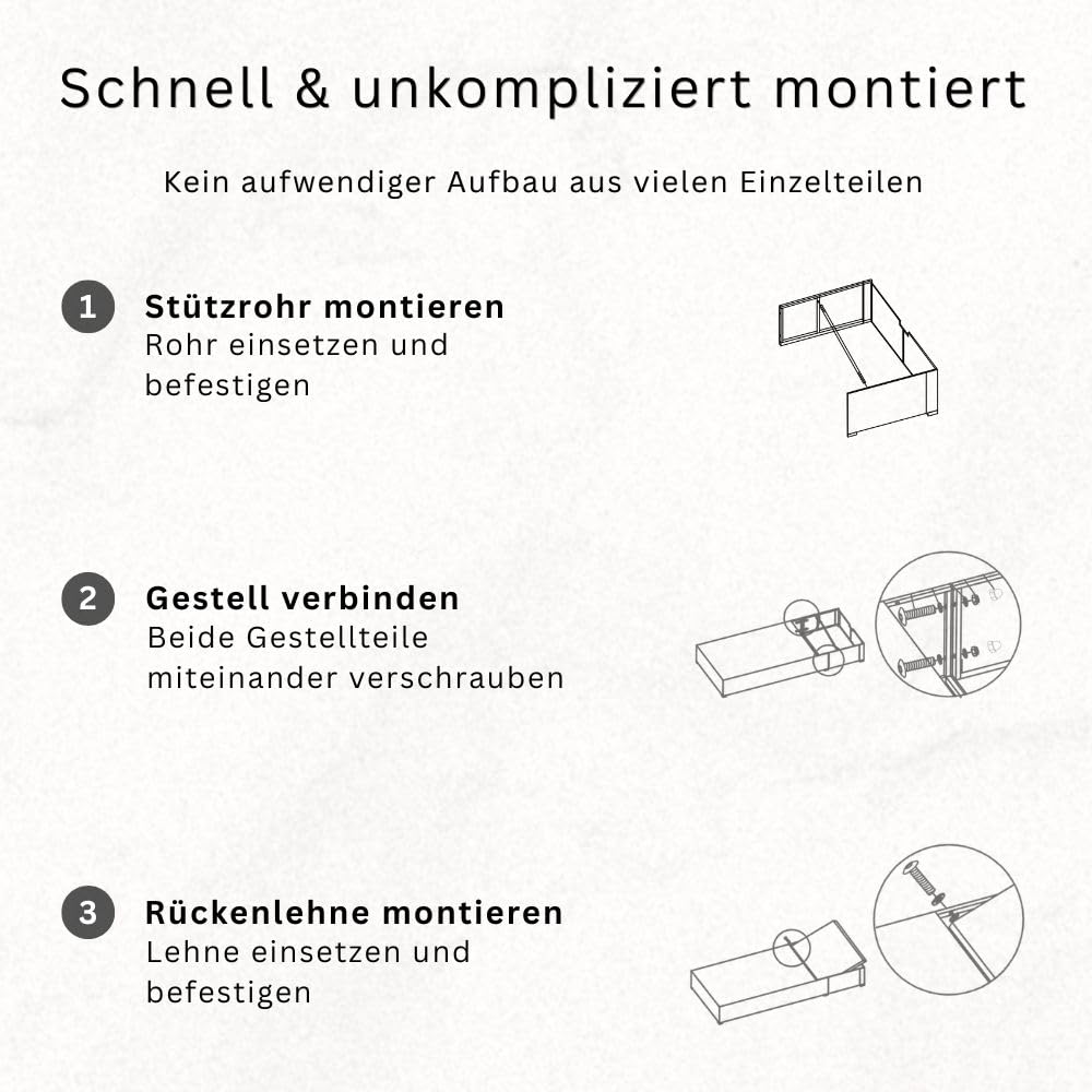 RS Trade Sonnenliege Gartenliege wetterfest extra hoch auch für Senioren – Polyrattan Outdoor mit Rollen, stabil & belastbar bis 200kg, XXL für Garten Terrasse Balkon, grau Rattan, mit Grauer Auflage
