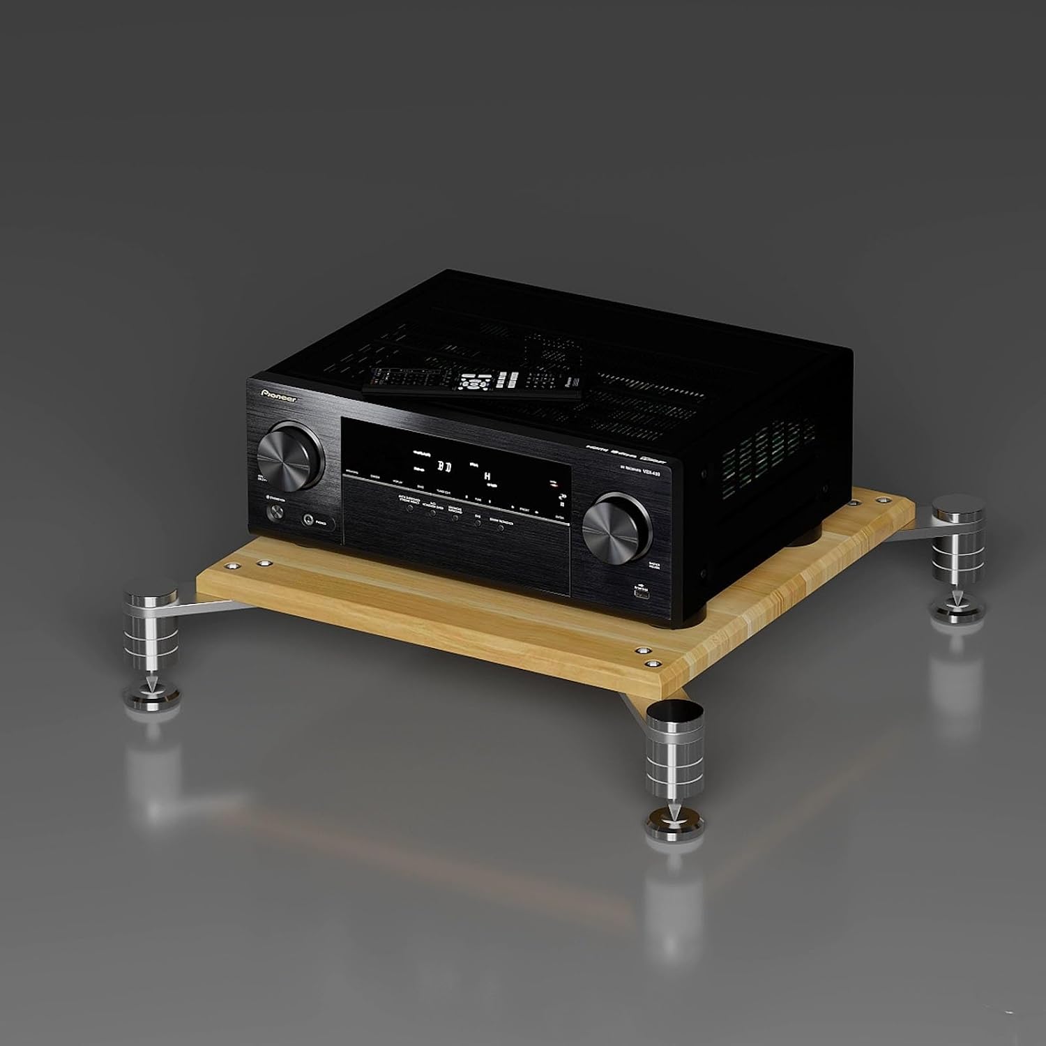 Video Audio Rack, AV Media Stand, Open Stereo Cabinet Component Cabinet with Shock-Absorbing Feet, Multi-Function Media Storage Cabinet, Entertainment TV Stand(Natural,1 tier 11cm/4.3in)