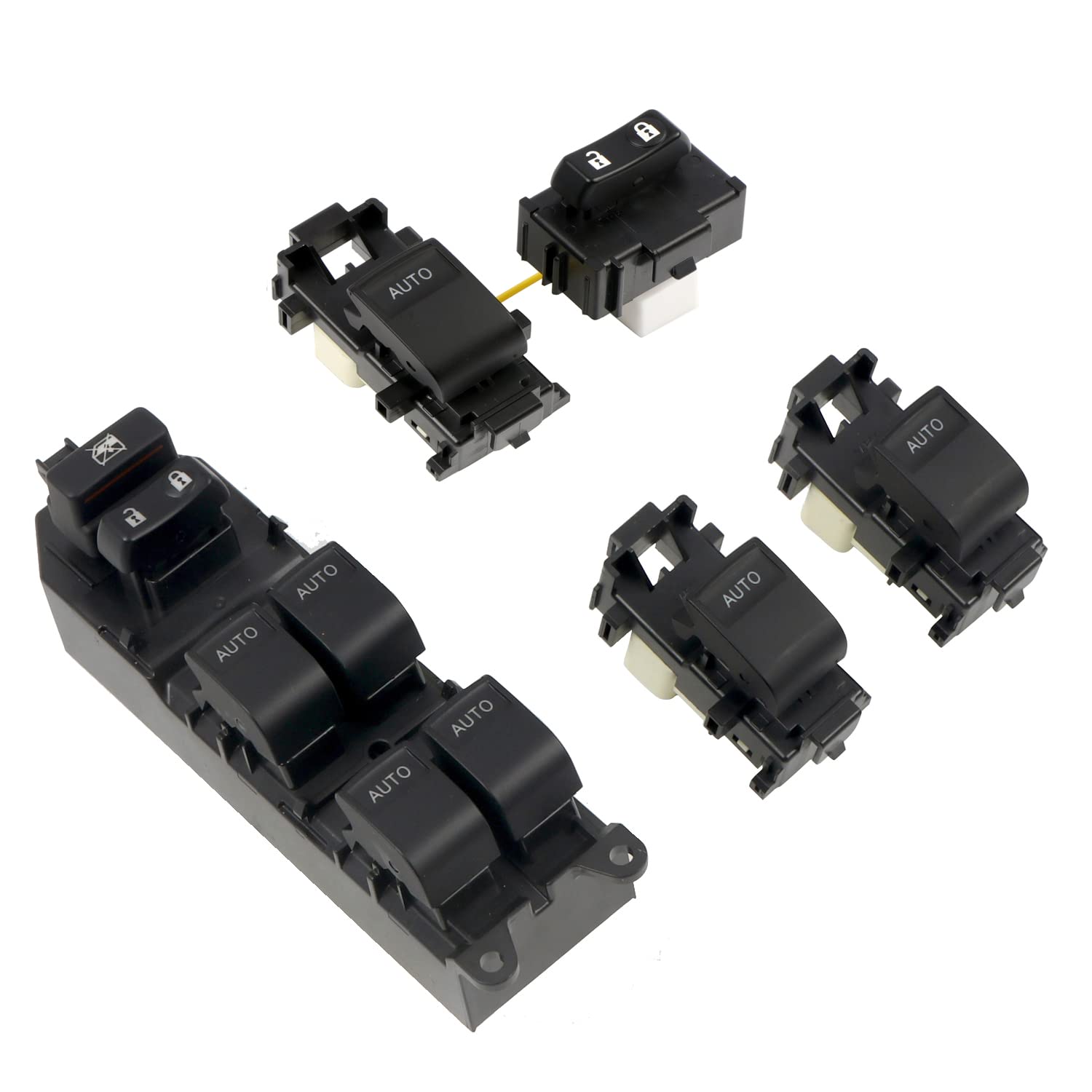 HIGH FLYING for Toyota Tundra 2007-2021 LED Lighted Power Window Switch Control, Lock/Unlock Switch with Auto Down/Up, Kit of White Light (NOT Fit 1794 Edition, Platinum)