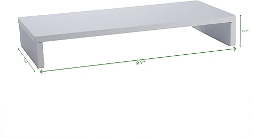 Miniatura 3 de Mind Reader Woodland Collection, soporte para monitor, capacidad de 33 libras, organizador de escritorio, blanco