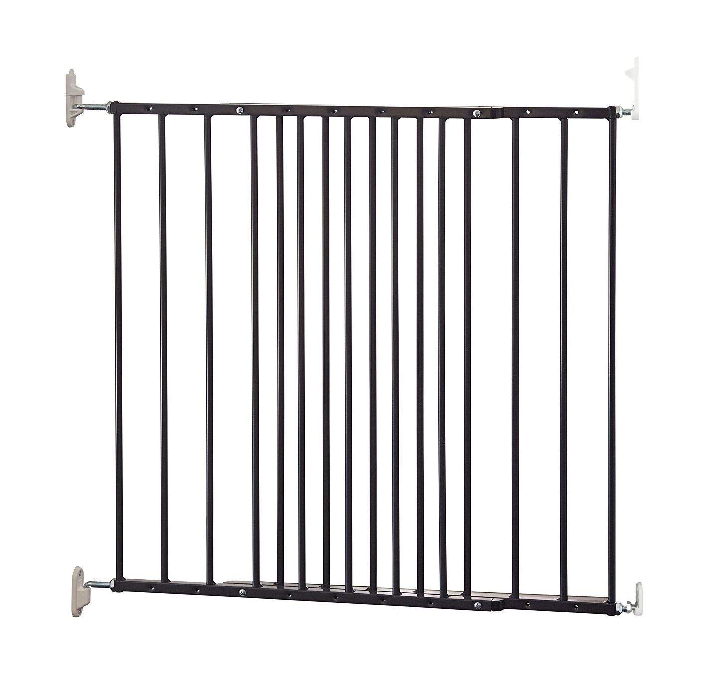 Safetots Top of The Stairs Screw Fitted Stair Gate, Black Metal, 62.5cm - 106.8cm, Metal Baby Gate, Screw Fit Safety Barrier, Stylish and Practical Safety Gate