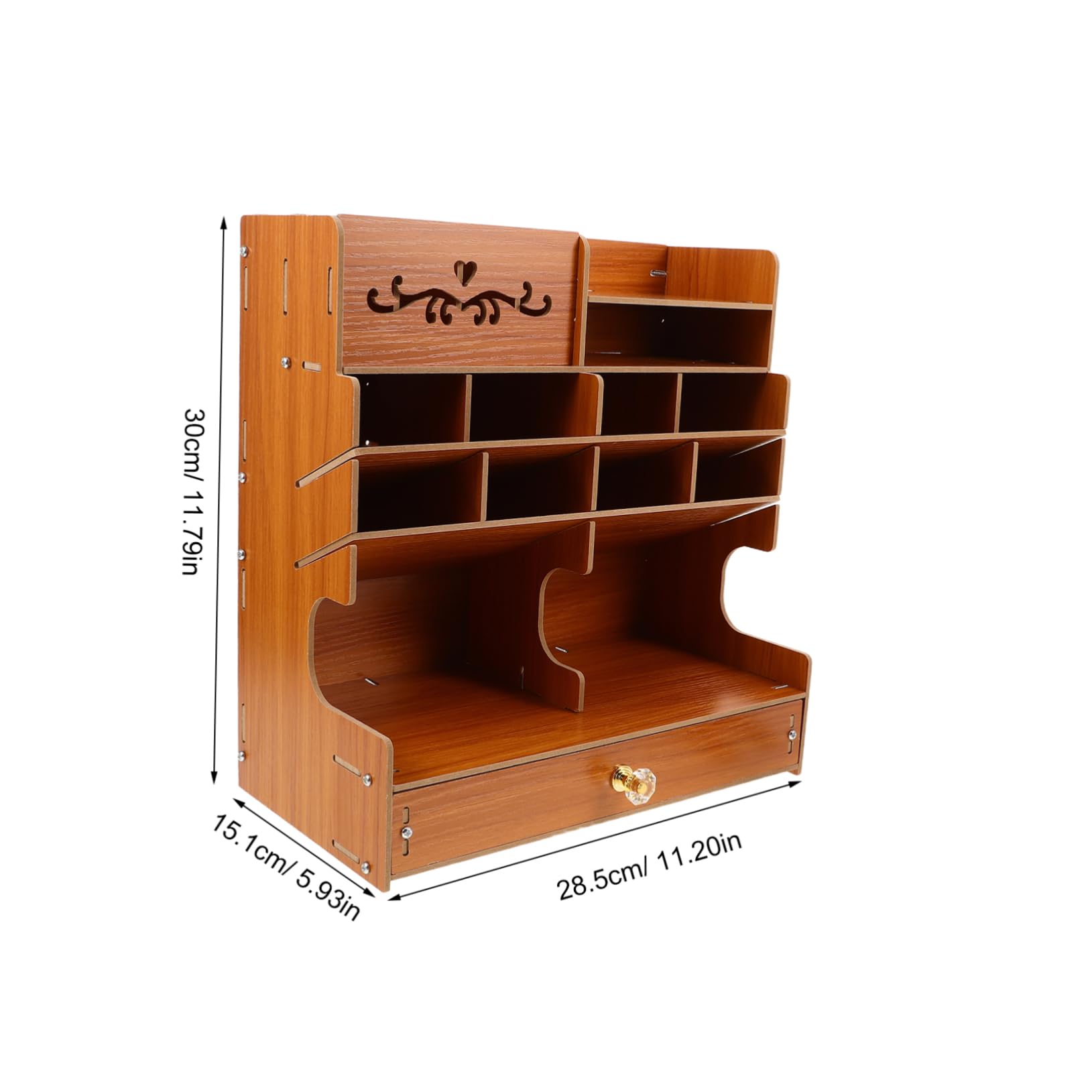 DOITOOL Organizador de Escritorio de Madera con Compartimentos Múltiples Base Estable Antideslizante Caja para Bolígrafos Lápices y Pinceles Organizador de Papelería para Oficina y