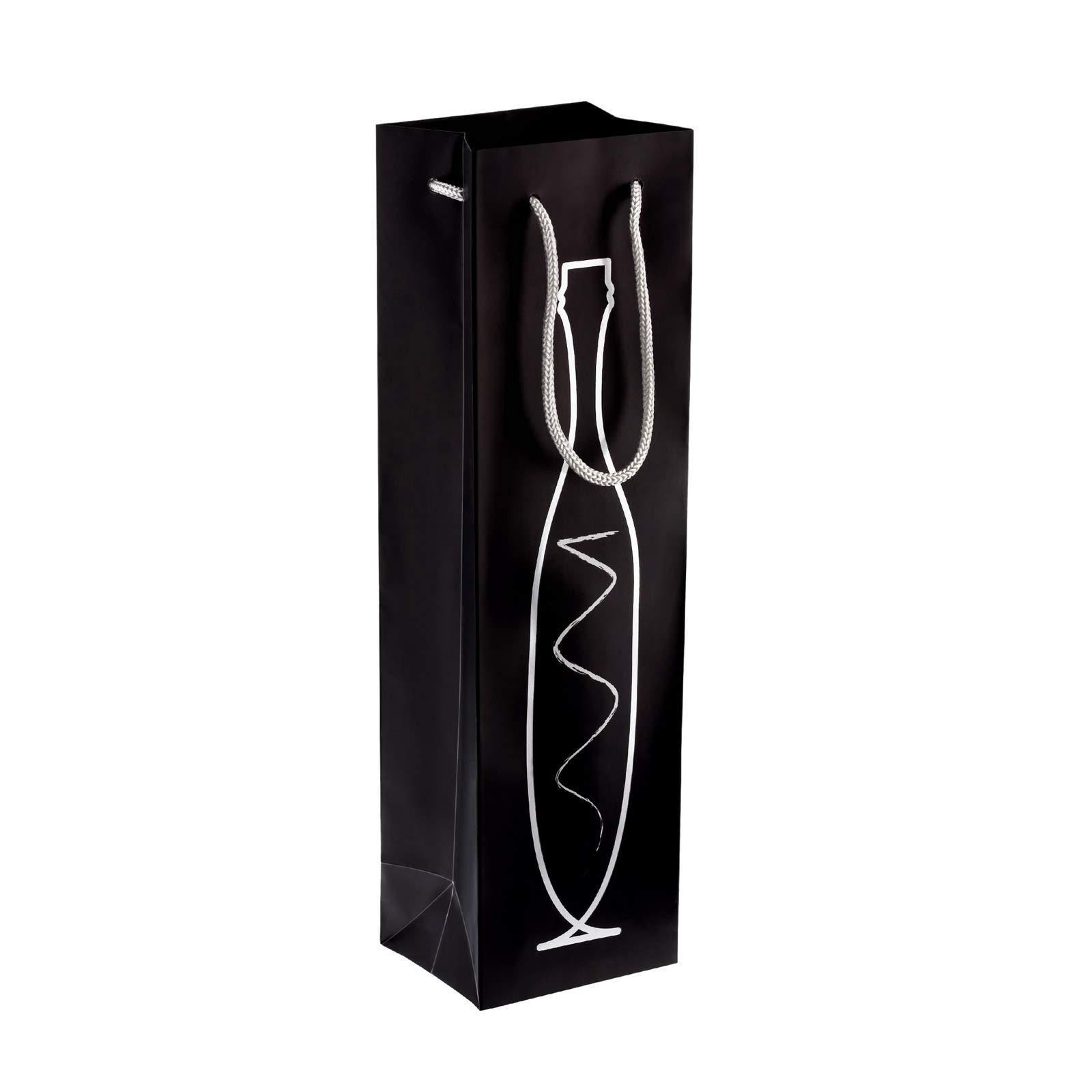 200 x Flaschentaschen schwarz 9,5+6,5x38 cm | Flaschentüten | Geschenktüte Flasche Wein | Weintaschen | HUTNER