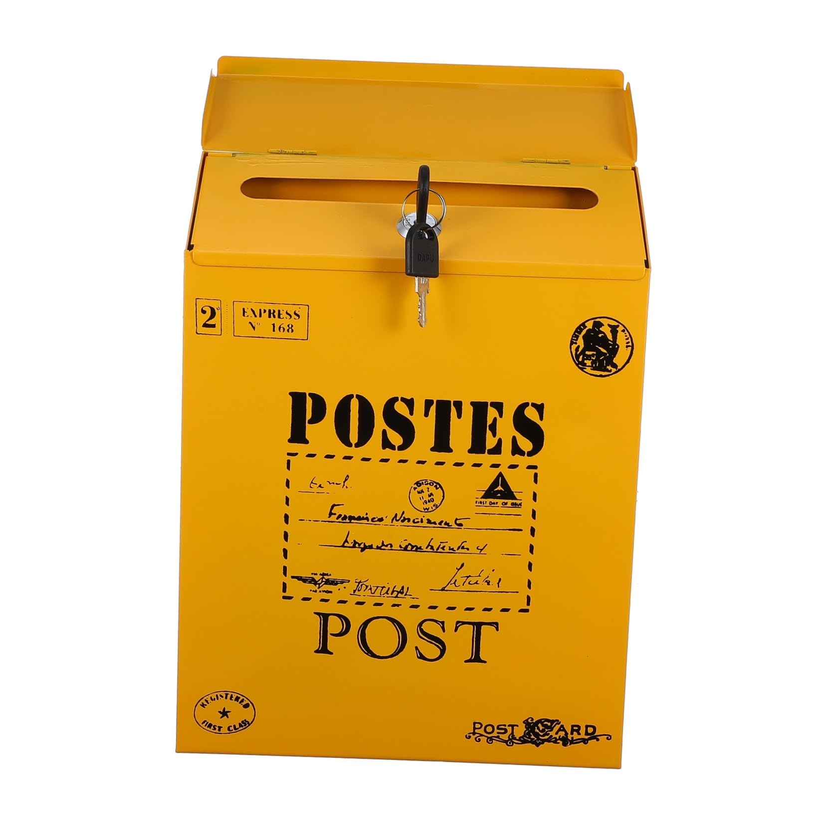 Boîte aux lettres vintage jaune pour une décoration extérieure authentique et rétro