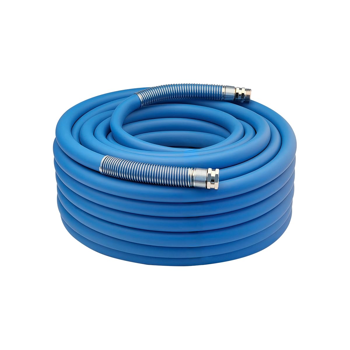 Guitrees 2026 Upgraded Garden Hose 100FT x 3/4", Heavy Duty Rubber Water Hose with Five Layered Braiding, Swivel male and female Nickel-plated Brass Fittings, 1200PSI Burst, 300PSI Working (Blue)