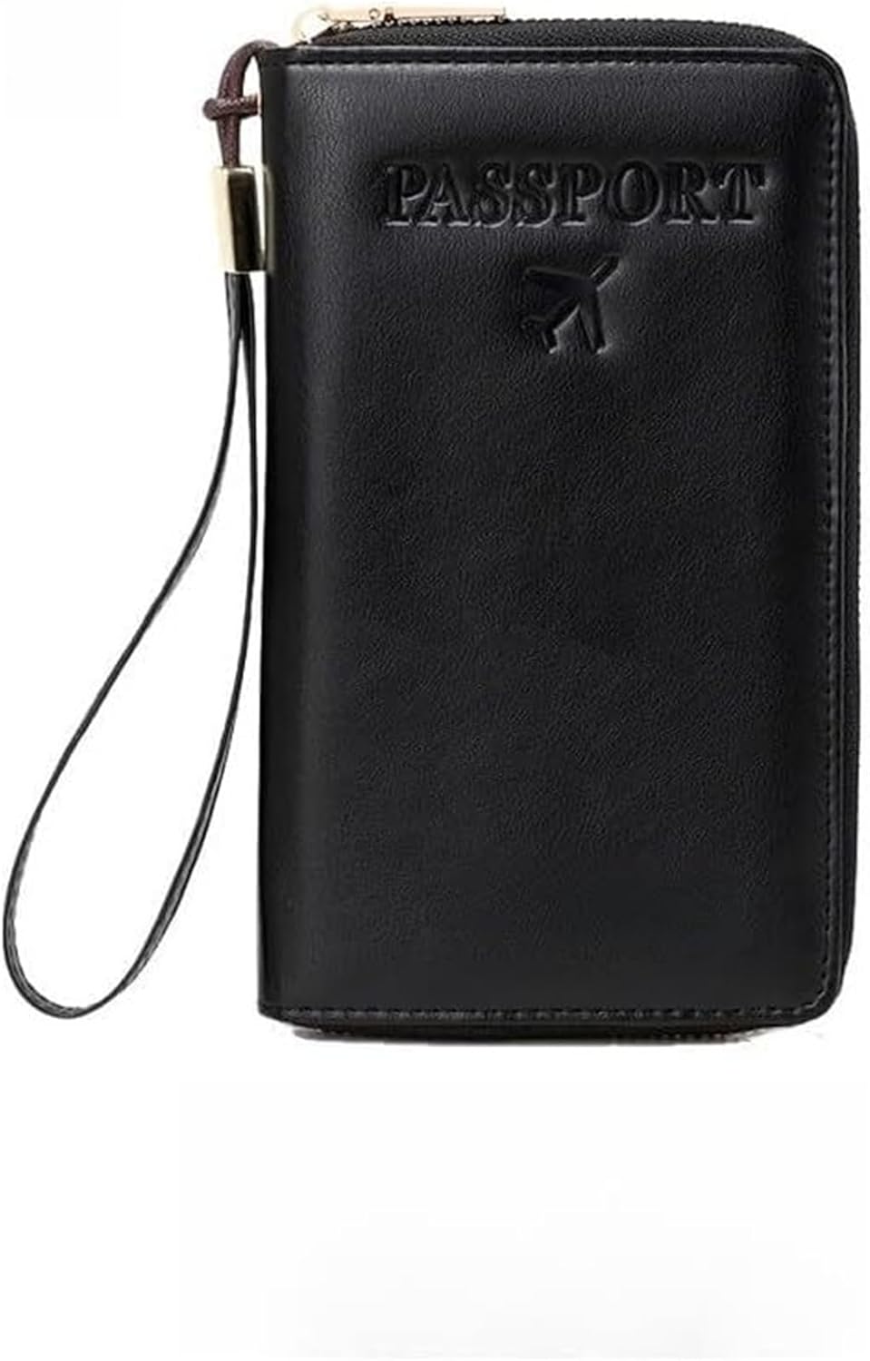Unisex genuine leather wallet multifunctional RFID travel passport holder with protective cover(Brown)