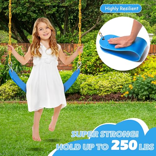 Image of Sunnyglade 2PCS Swings Seats Heavy Duty with 66 inch Chain, Playground Swing Set Accessories Replacement with Snap Hooks, Support 250lb (2, Blue)
