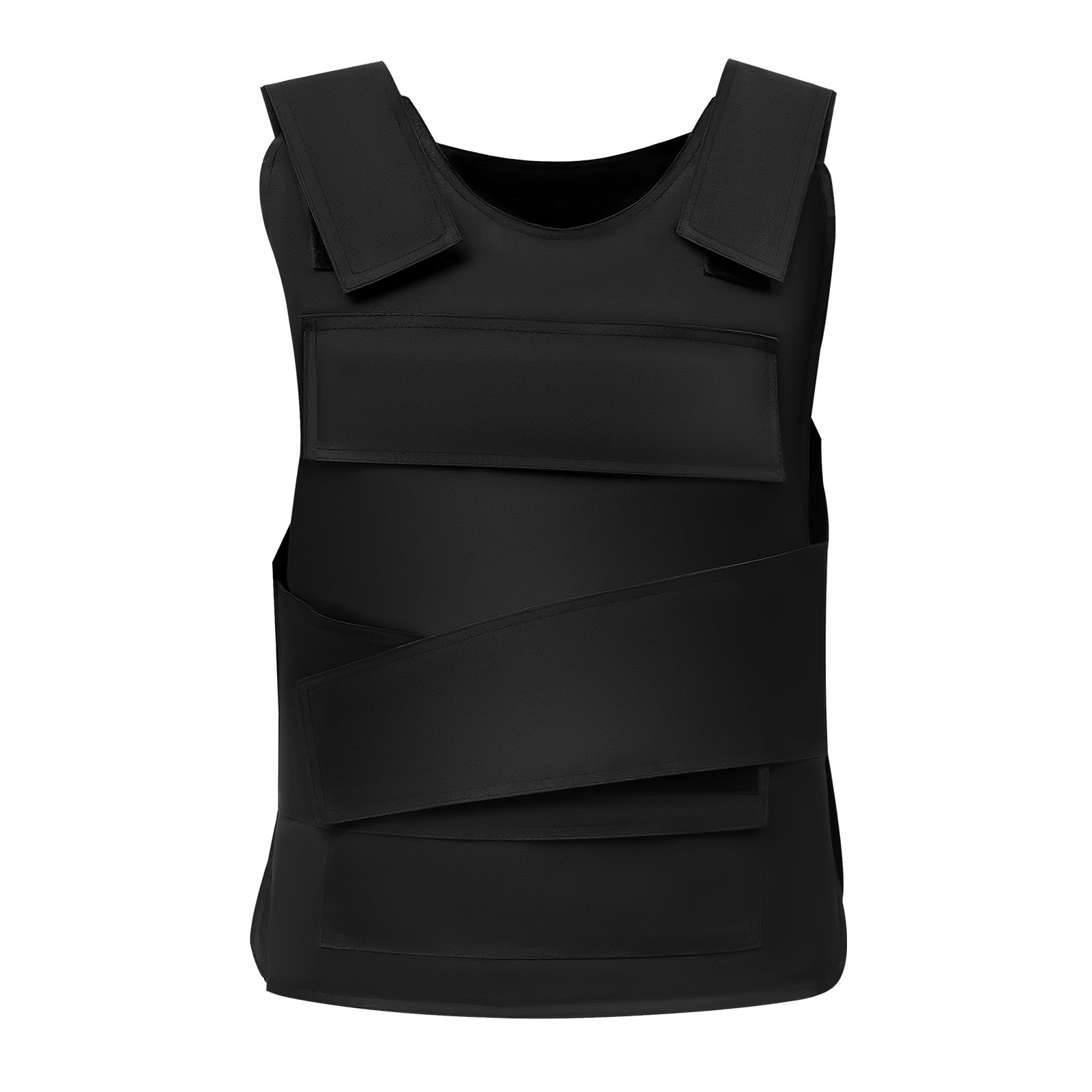 55 x 53CM Stichschutzweste Herren, 600D Nylon Manganstahl Schwarz Körperpanzer Anti-Messerstech Sicherheitsweste mit Aufbewahrungstasche Paar Handschuhe für Polizei Wachschutz Bauarbeiter