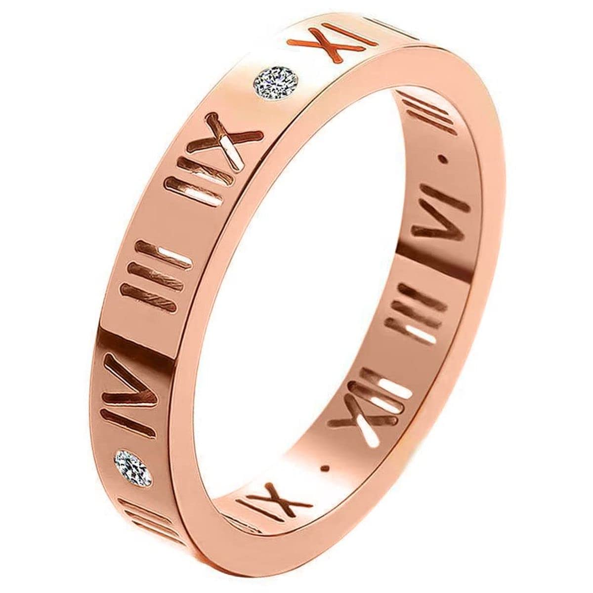 ZIVOM® Roman Rose Gold Stainless Steel Cubic Zirconia Band Ring For Women (B0C2HRXHFM) Amazon Price History, Amazon Price Tracker