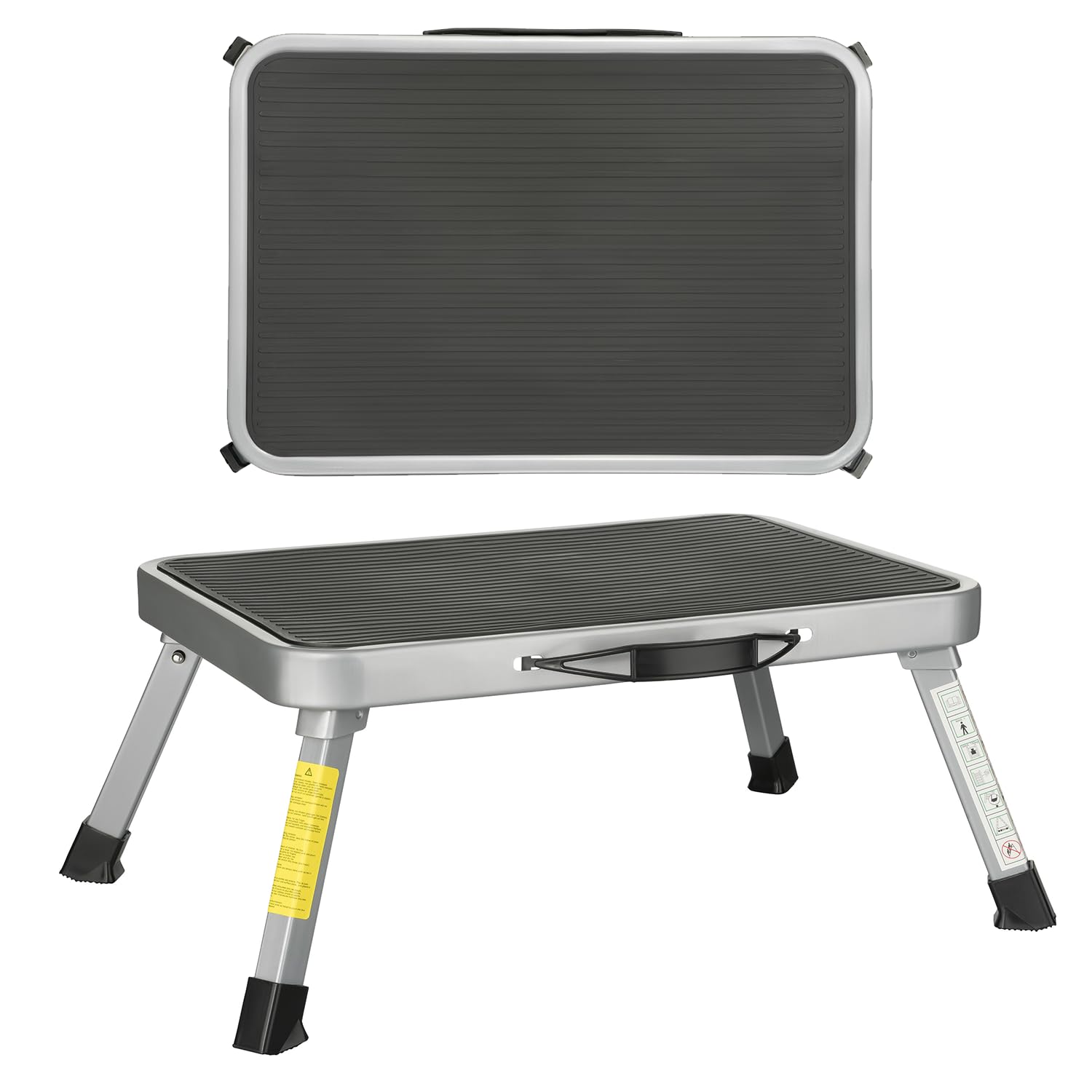Caravan Folding Step - Steel Step Stool up to 150 kg - Non-Slip Camping Folding Step with Rubber Feet - Step Ladder for Motorhome, Caravan, Kitchen - EN14183 Certified