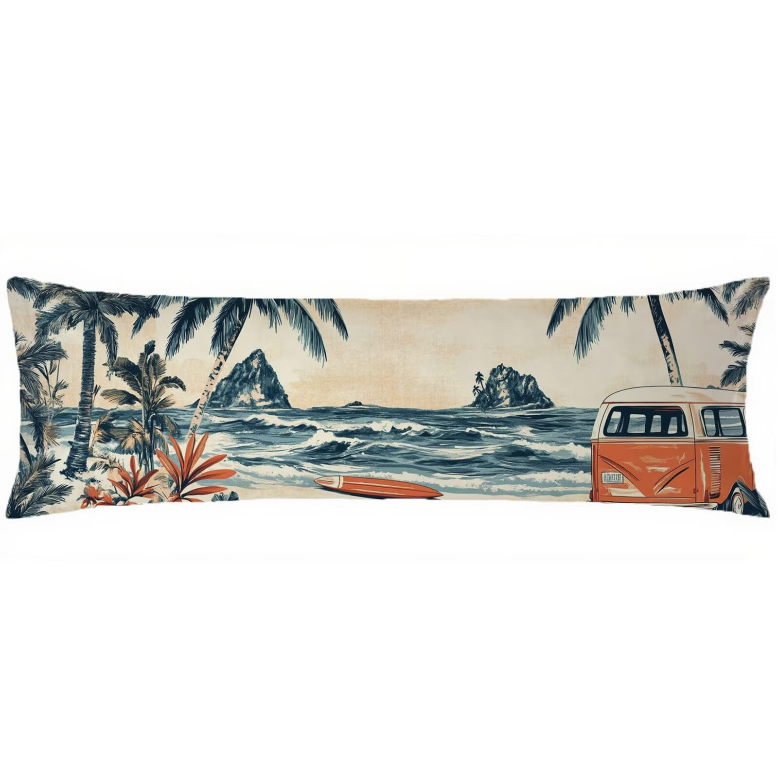 Federe Cuscini Turchese Federe Cuscino Letto Colore Arancione60x180cm Lino Copricuscini, Divano Morbida e Traspirante Stampa Fronte-Retro Con Invisibile Cerniera Lavabile per Letto o Divano C0C1131