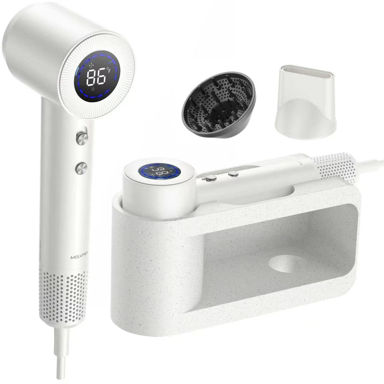 2-in-1 Hair Dryer & Hand Dryer,160000 RPM High-Speed Ionic Blow Dryer with Magnetic Diffuser,Fast-Drying Hair Dryer for Women,500M Negative Ions Frizz Control,Hairdryer for Home & Salon Beige