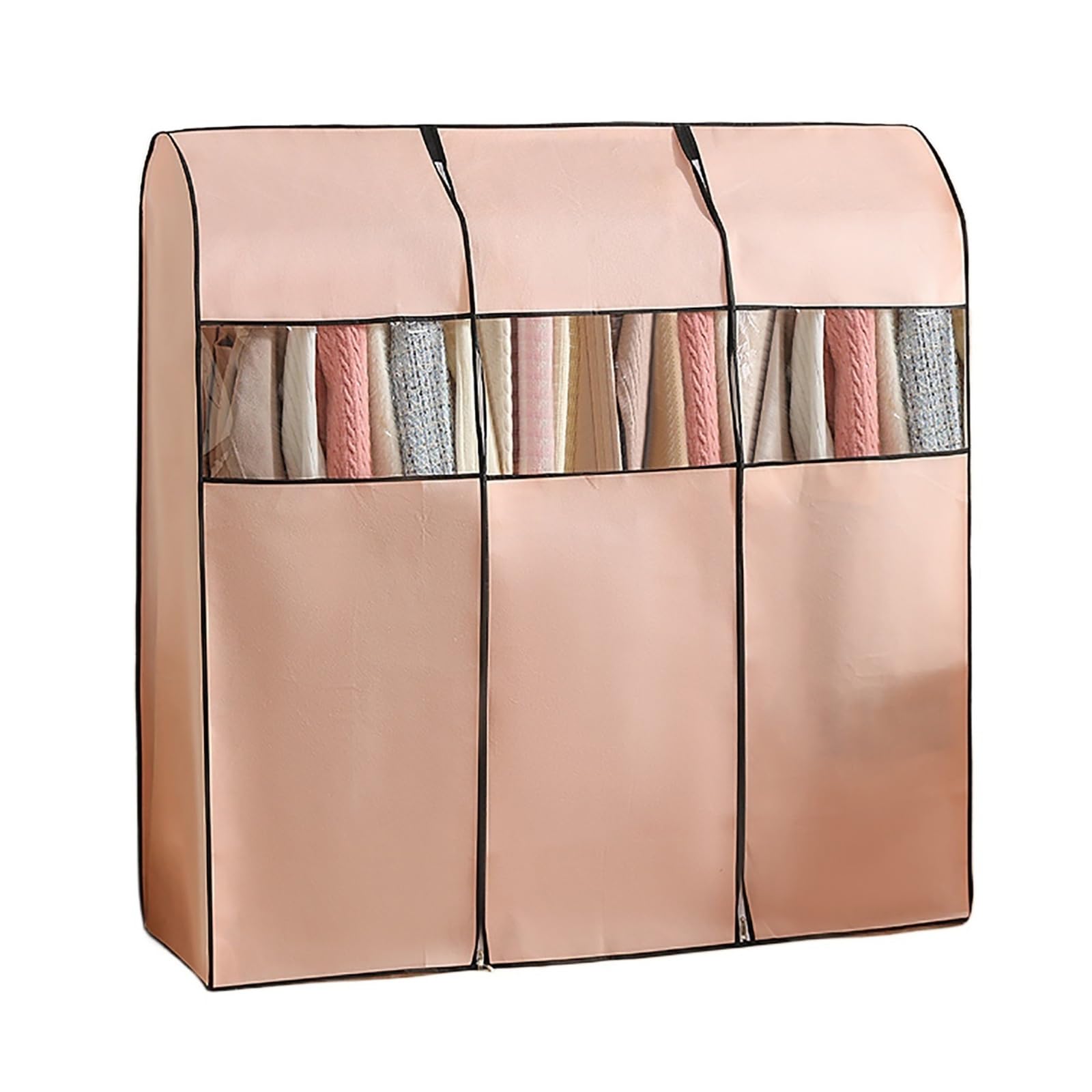 Garment bag, Hanger Cover with Transparent Window, with Zipper, Non-woven Clothing(Pink,120 * 50 * 150cm/47 * 20 * 59in)