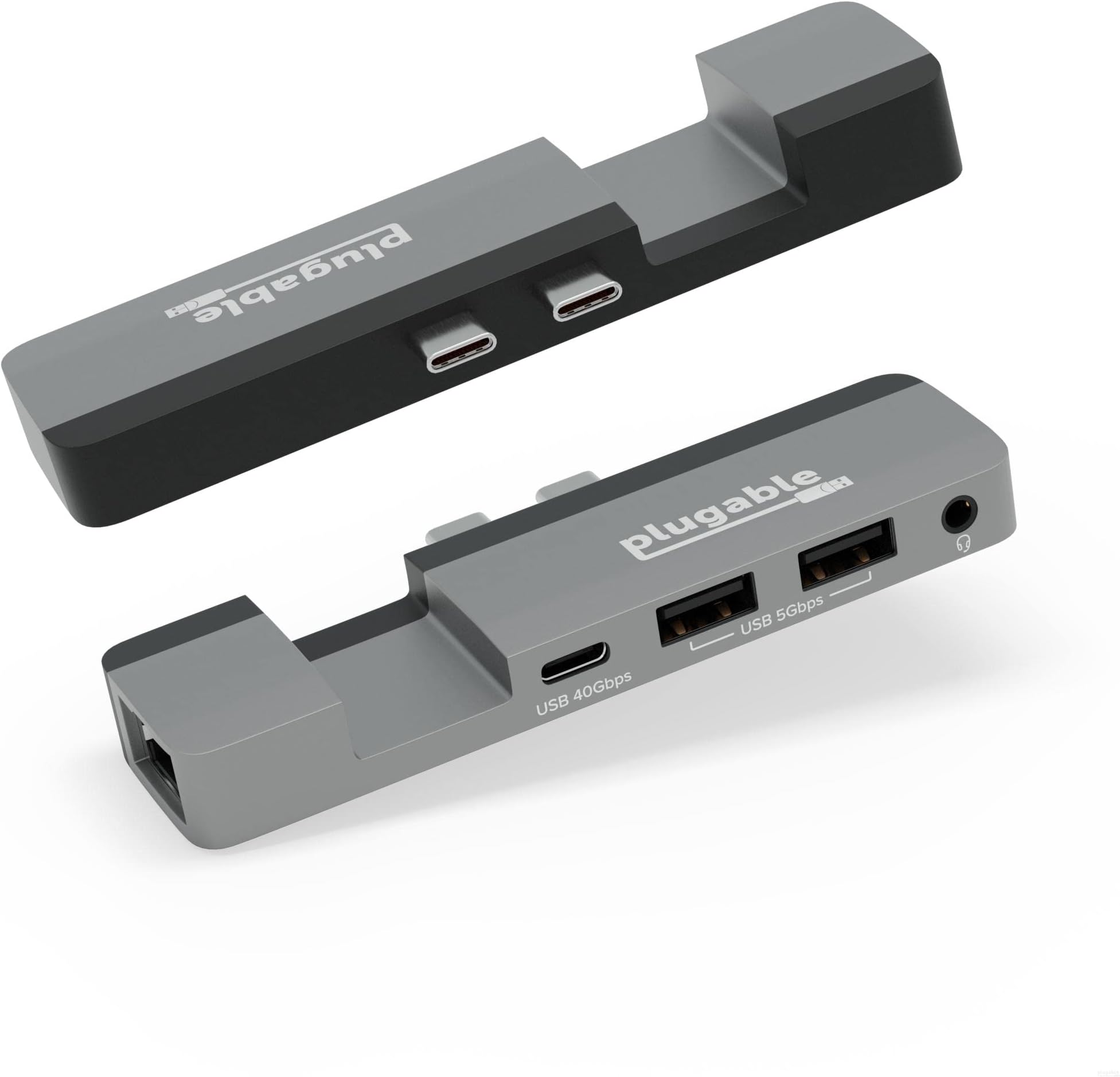 Plugable 5-in-1 USB C Hub for MacBook Pro & Air M1/M2/M3/M4 - Thunderbolt 4 Compatible, MagSafe Ready, 40Gbps Data, Gigabit Ethernet, 2x USB 3.0 - Slim, Portable Adapter with Pass-Through Charging
