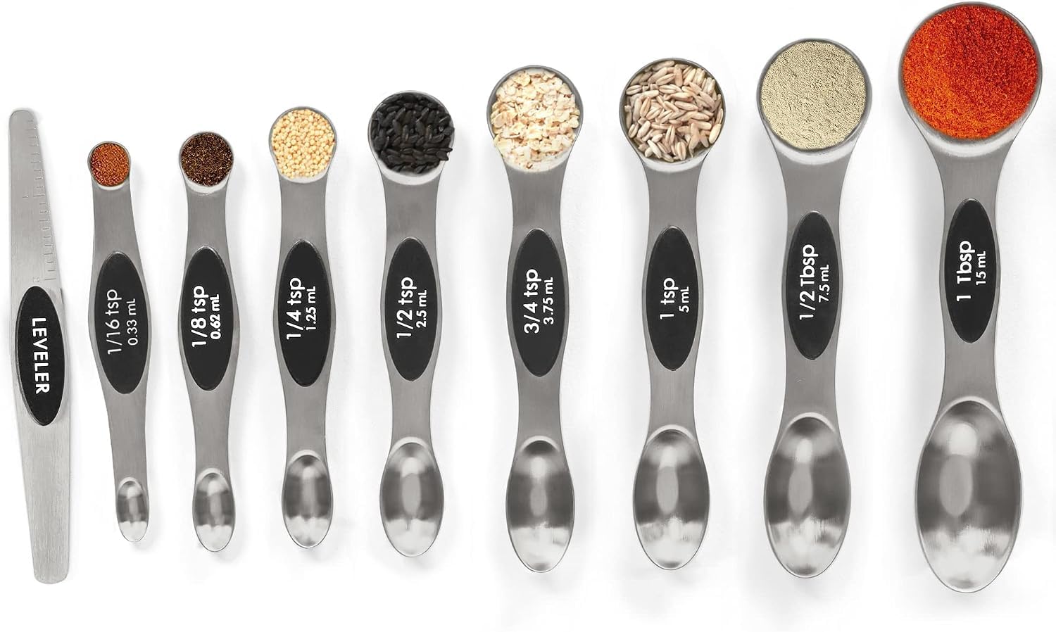 Measuring Spoons Set of 9, Stainless Steel Measuring Spoons with Magnetic Design, Accurate Kitchen Tools for Dry Spices and Liquid Ingredients, Spoons Stainless Steel Set-image-0