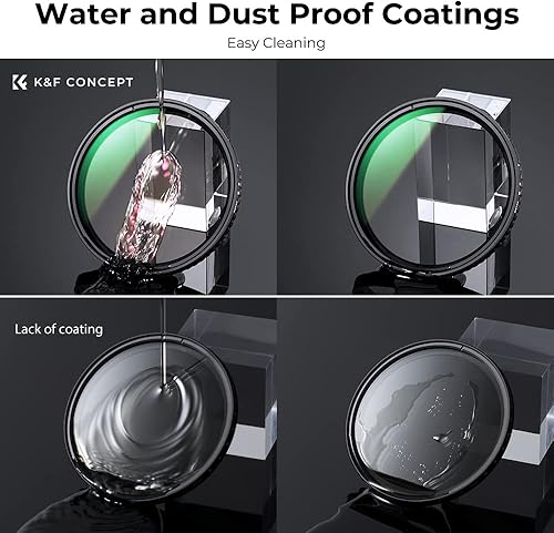 Miniatura 6 de K&F Concept Kit de filtro de lente y tapa de filtro variable ND2-32 de 2.835 in (2 piezas) Filtro de lente de densidad neutra ajustable con tapa de