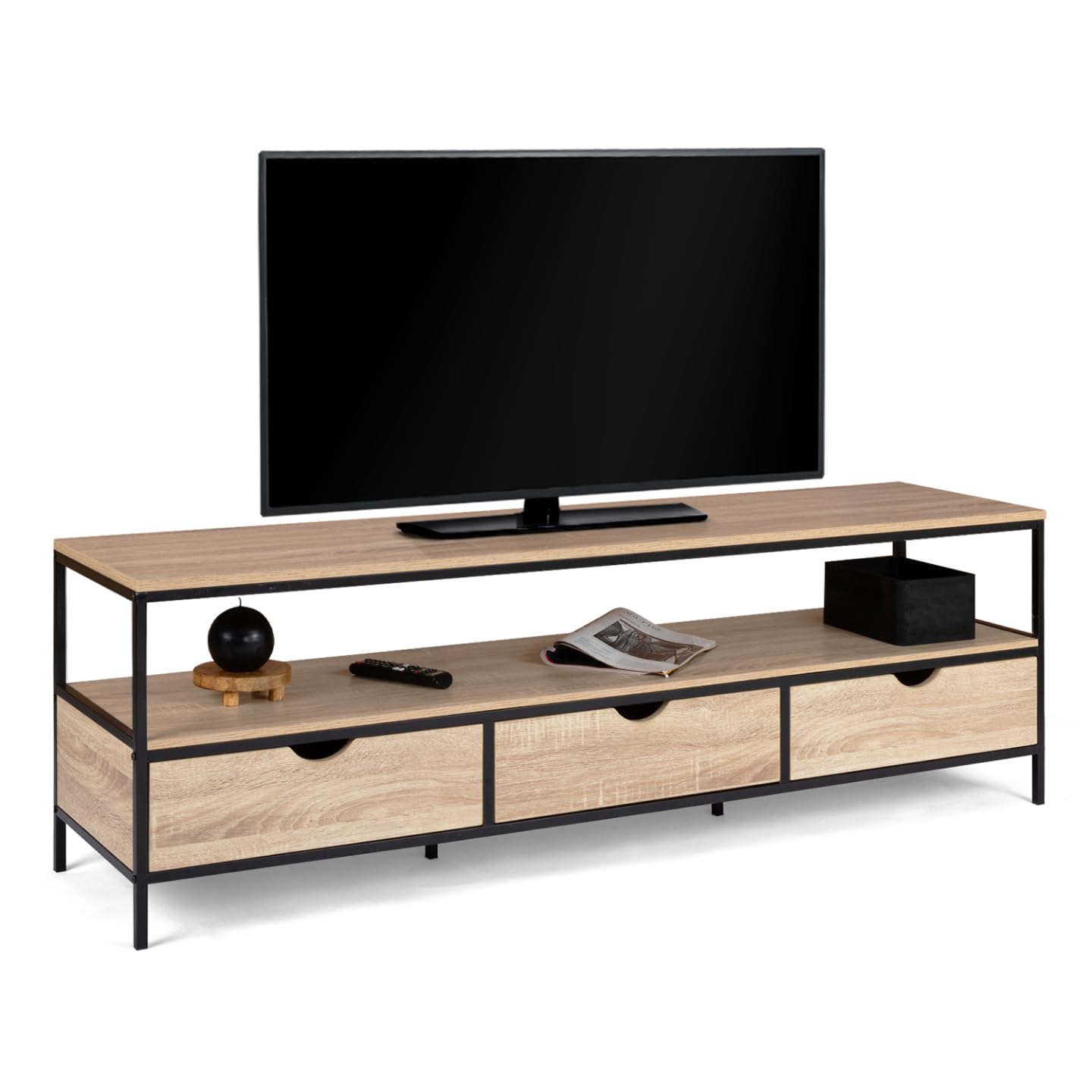 IDMarket - Meuble TV 160 cm Detroit 3 tiroirs Design Industriel