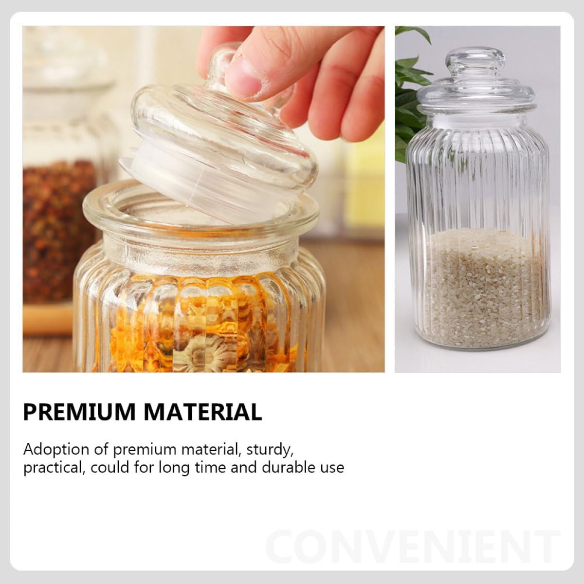 Milisten Glass Sealing Jars 950ml Large Capacity Food Storage Canisters for Kitchen Grain Holder Pickle Vegetable Storage 2pcs Set