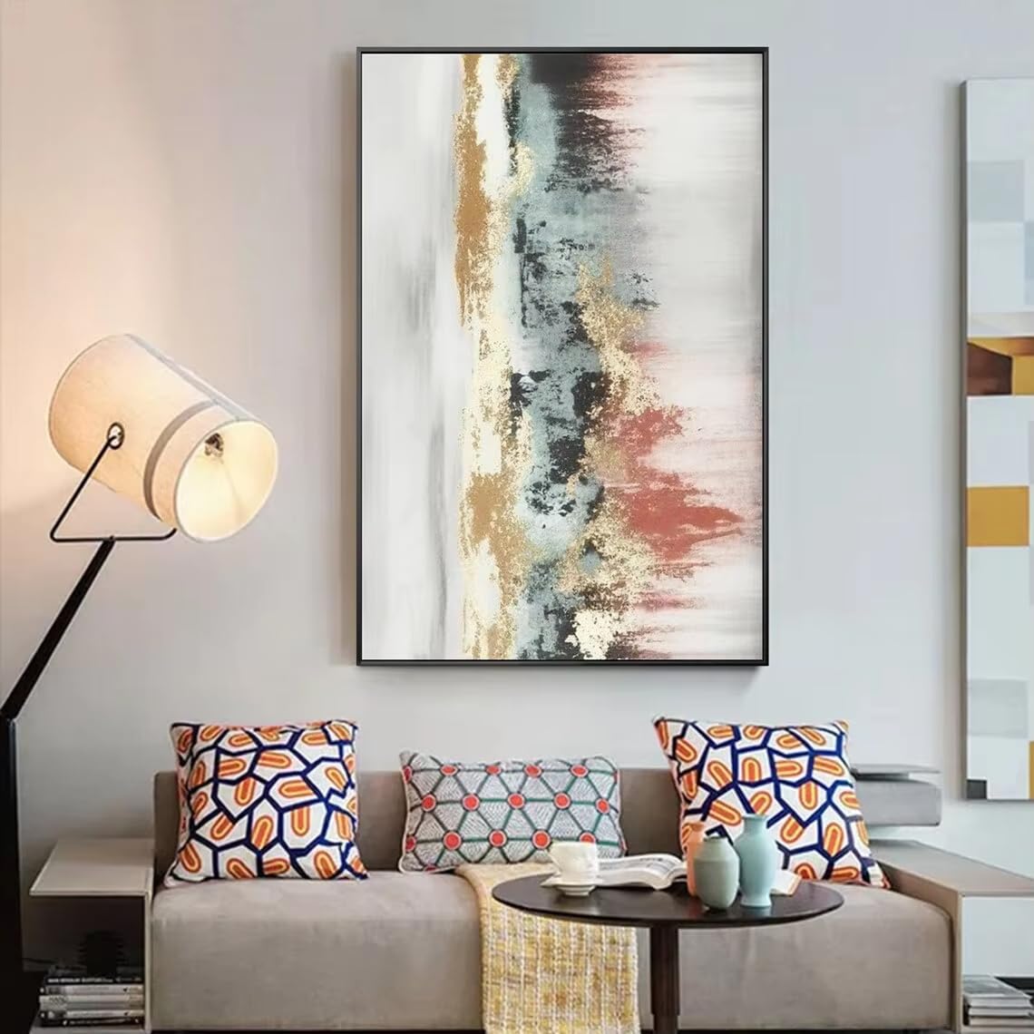 DFZEWKI Abstract Gold Pink Canvas Modern Colorful Living Room Wall Art for Living Room Home Decor(30x40cm(12x16in)/No frame)