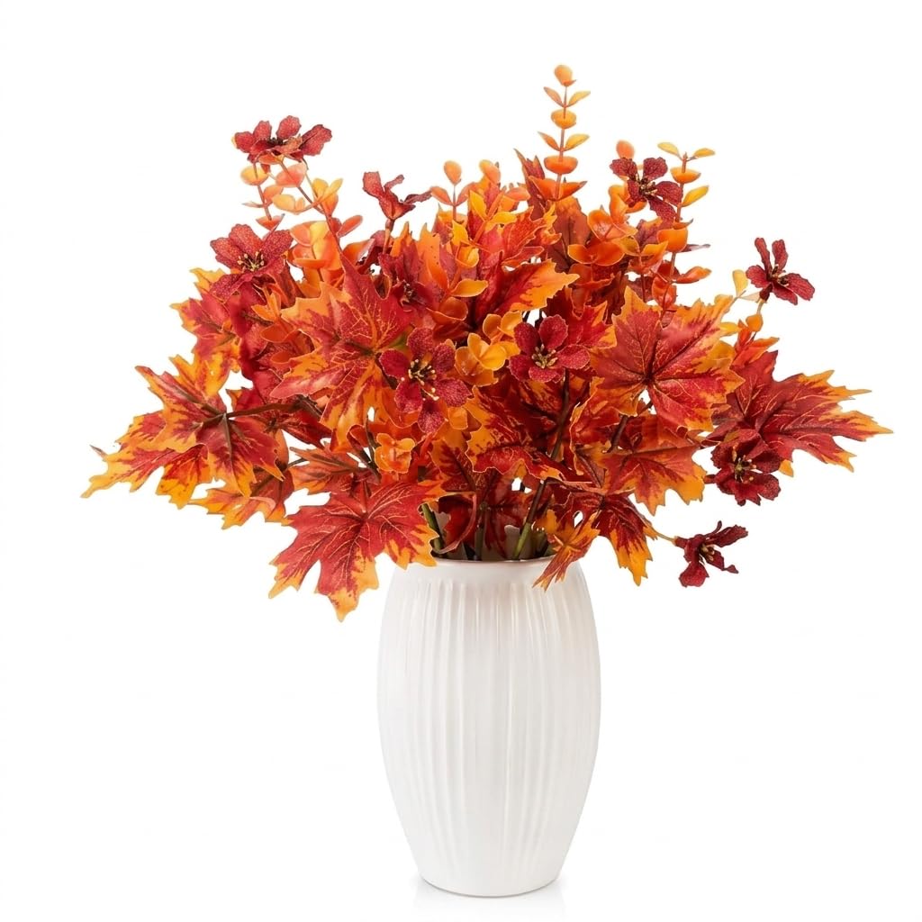 Kuwuarg 4 Artificial Autumn Leaves, Seasonal Home Decor Set