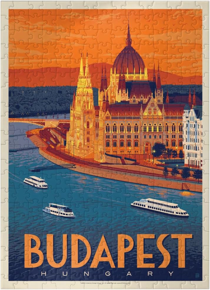 MyPuzzle Hungary: Budapest, Vintage Poster - Premium 1000 Piece Jigsaw Puzzle for Adults