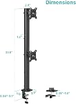 Moniteur vertical double pour écrans 17–34 pouces, support de moniteur empilé, tient jusqu'à 33 Lbs par bras, 33.1" Pole extra large, Mont réglable en hauteur de mouvement complet, 75/100 VESA, Serrure & Grommet