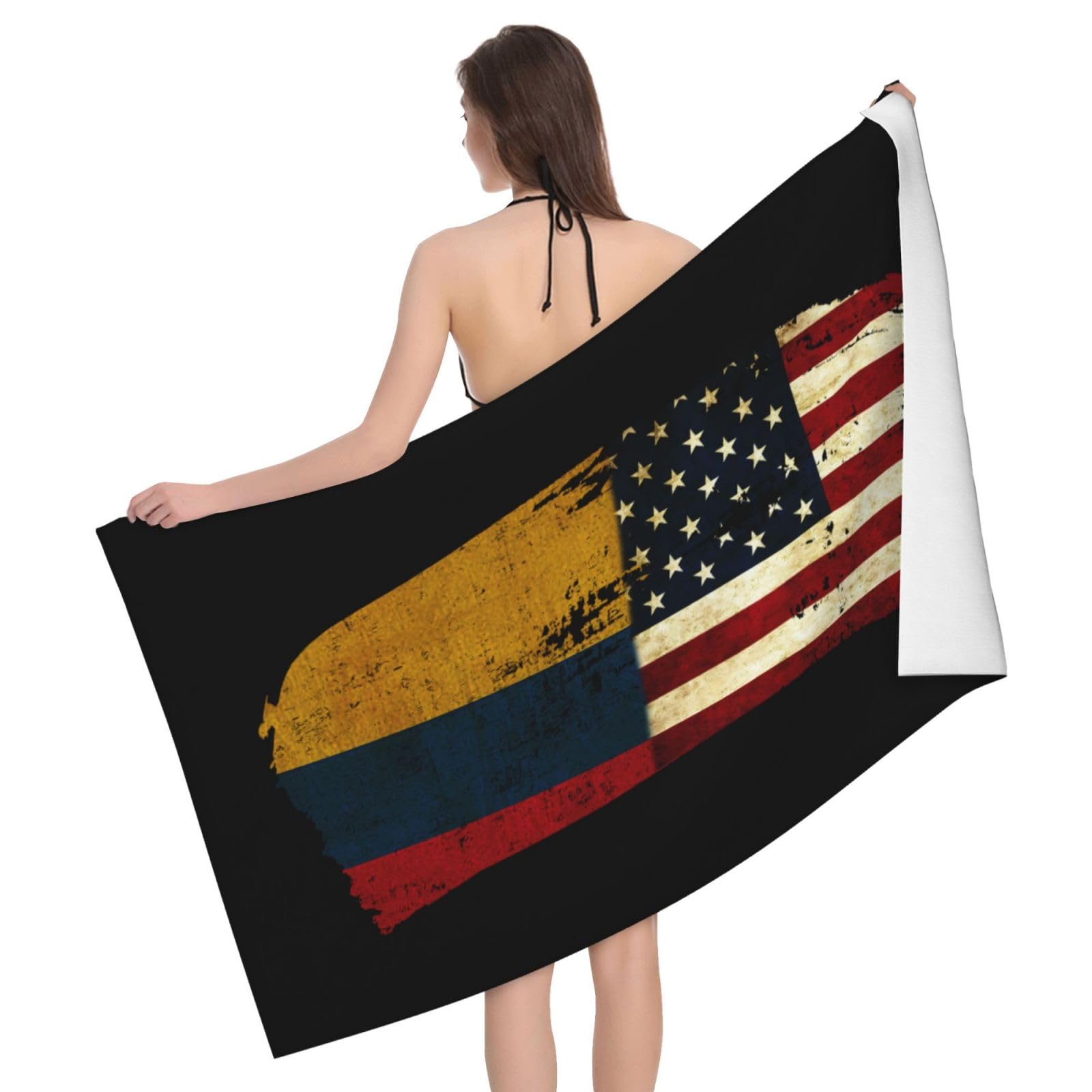 HLBSDM Microfiber Colombians America Flag Beach Towel Quick Dry Soft Sand Free Beach Towels for Pool Swim Beach Lightweight Thin Towels